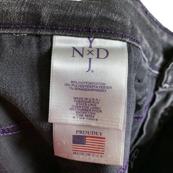 NYDJ Womens Jeans Tag 16 Black Straight Leg High-Rise W34L30 Stretch Embellished - Picture 9 of 11